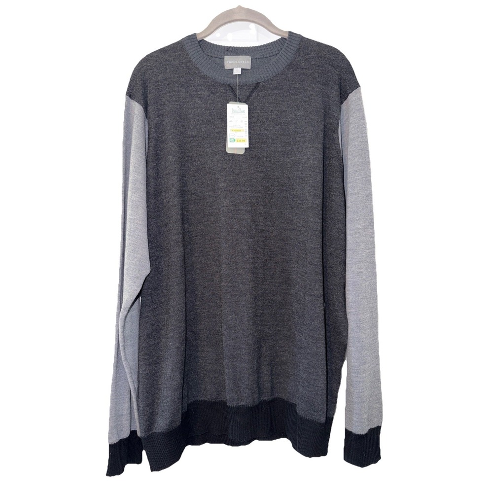 Thomas Dean Sweater Mens XL Grey Lanerossi Filati Italian Fine Yarn Merino